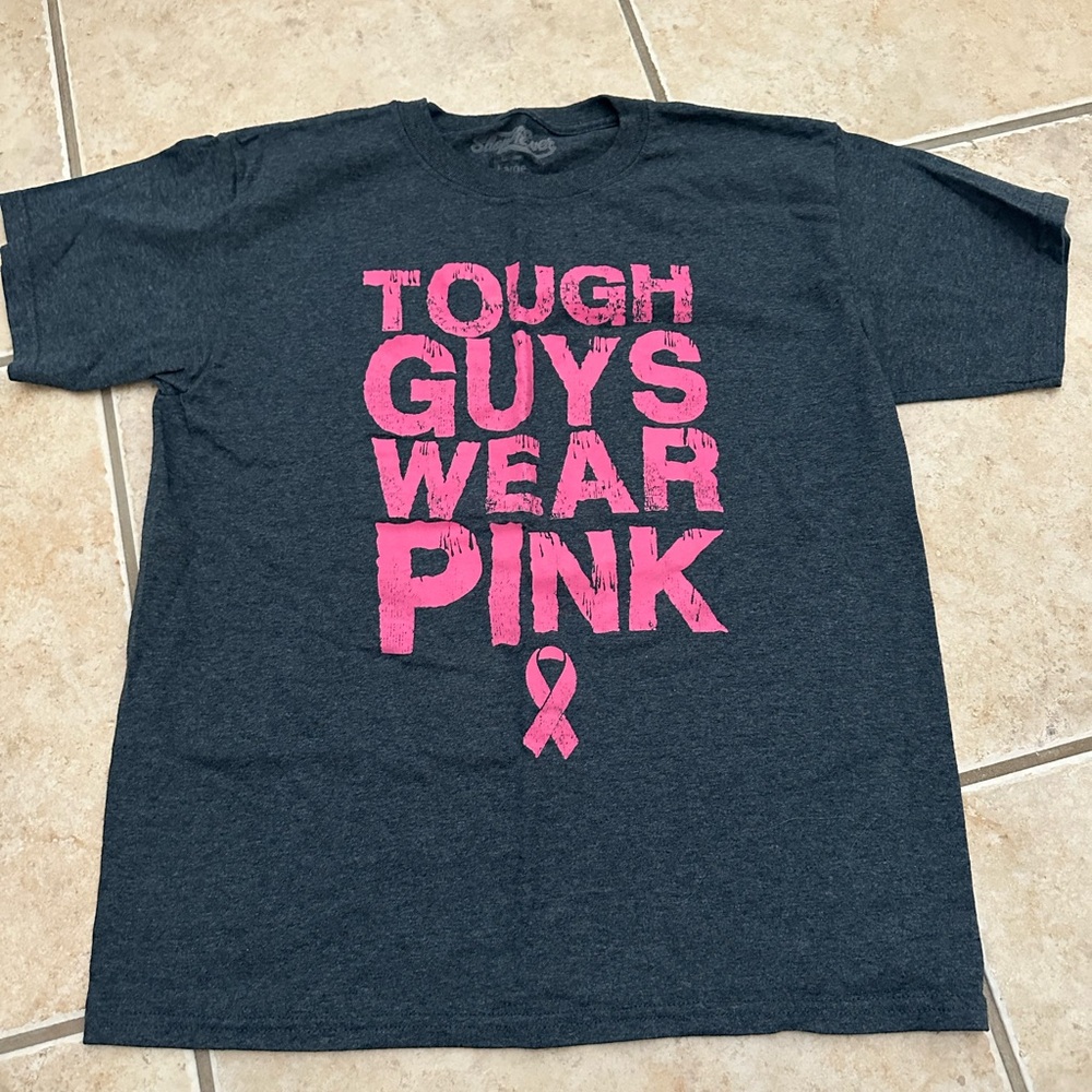 Tough Guys Wear Pink T-Shirt Breast Cancer Awareness Shirts Youth size: L